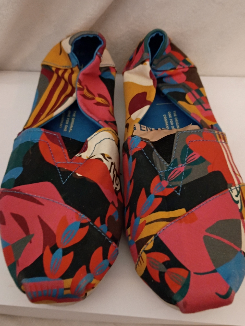 Toms Multicolor Floral Canvas Slip-On Flats - Pink, Black, Blue, Yellow